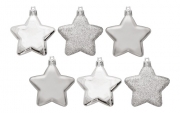 Елочные украшения "Звезды" комплект 6 шт, цвет серый