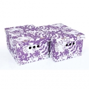Набор картонных ящиков для хранения А4 фиолетовые цветы  2шт 0611.12