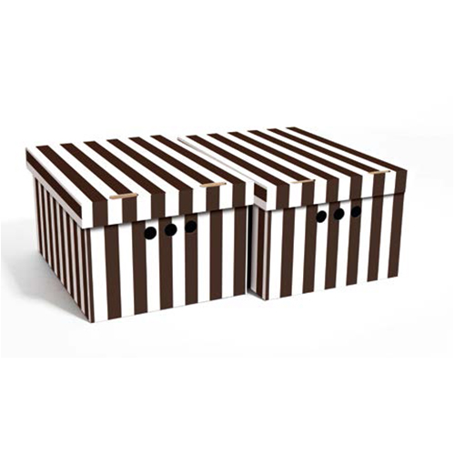 Набор картонных ящиков для хранения А4 коричневые полосы 2	шт 0611.23