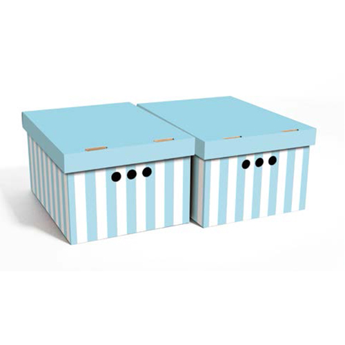 Набор картонных ящиков для хранения А4 голубые полосы 2 шт 0611.33