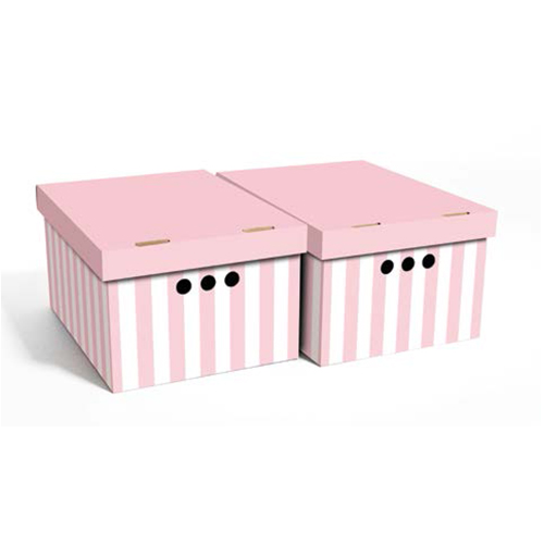 Набор картонных ящиков для хранения А4 розовые полосы 2 шт 0611.35