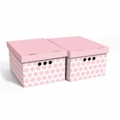 Набор картонных ящиков для хранения А4 розовый горох 2 шт 0611.39