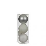 Елочные шарики комплект 3 шт, цвет микс: белый, серый