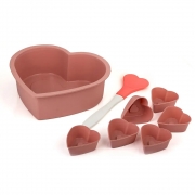 Набор форм силиконовых для выпечки (кекс Сердце,мафины Сердце-6шт,лопатка)
