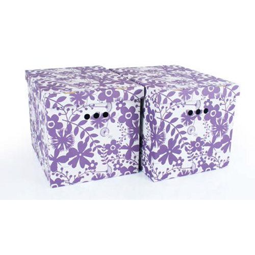 Набор картонных ящиков для хранения XL фиолетовые цветы 2шт 1217.12