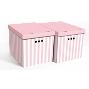 Набор картонных ящиков для хранения XL розовые полосы 2 шт 1217.35