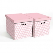 Набор картонных ящиков для хранения XL розовый горох 2 шт 1217.39