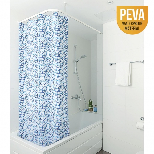 Штора для ванной комнаты pixel с металлическими кольцами, материал peva, размер 180*180 17399