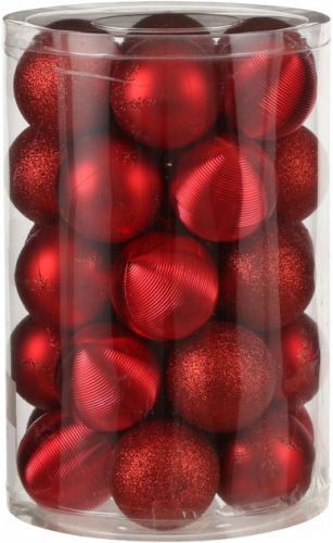 Елочные шарики пластиковые комплект 16 шт цвет красный 24106