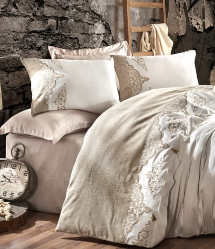 Комплект постельного белья Dantela Vita Embroideried&Fringed Ceren евро