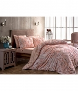 Комплект постельного белья Tac сатин Digital Blanche pembe v01 евро розовый