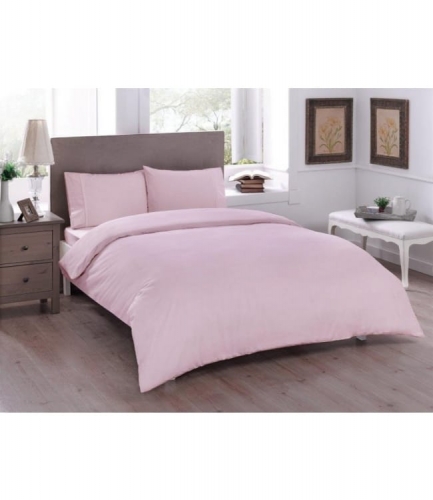 Комплект постельного белья Tac ранфорс Basic Pembe евро розовый