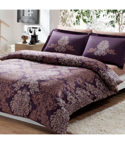 Комплект постельного белья Tac сатин Delux Pavona V07 семейный фиолетовый
