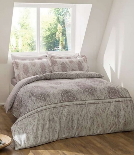 Комплект постельного белья Tac сатин Digital Elisa gri семейное серый