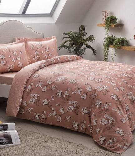 Комплект постельного белья Tac сатин Lennie V02 pembe семейный розовый