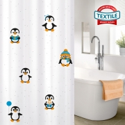 Тканевая штора для ванной комнаты с кольцами 12 шт tatkraft funny penguins 10482