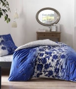 Комплект постельного белья Tac ранфорс Lizzy V01 mavi евро голубой