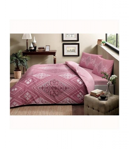 Комплект постельного белья Tac ранфорс Silva V01 gul kurusu полуторный грязно розовый