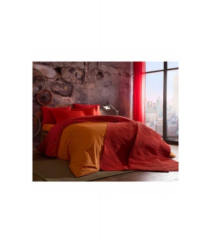 Комплект постельного белья Tac ранфорс Colorful V02 oranj евро оранжевый