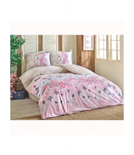 Комплект постельного белья Brielle ранфорс Mujde pembe евро розовый