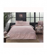 Комплект постельного белья Tac ранфорс Leona V02 евро розовый