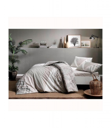 Комплект постельного белья Tac ранфорс Saylor V01 полуторный серый