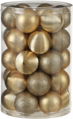 Елочные шарики пластиковые комплект 16 шт цвет золотой 24113