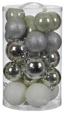 Елочные шарики комплект 23 шт, цвет: микс оттенки серого