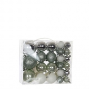 Елочные шарики набор из 46 шт, цвет: оттенки серого