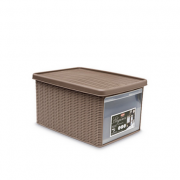 Ящик для хранения с крышкой и фронтальной дверцей Stefanplast ELEGANCE М коричневая 30002