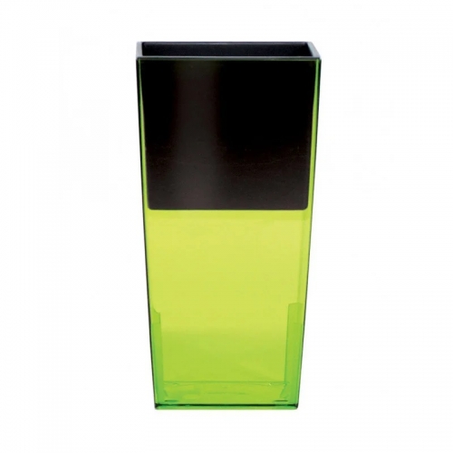 Горшок для цветов URBI 140мм квадратный с вкладышем "2"в"1" прозрачный зеленый 70005-2	