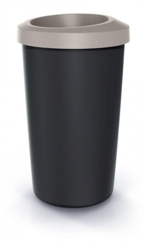 Ведро для мусора Compacta R круглое 45л черное с открытой крышкой Мокко ободок