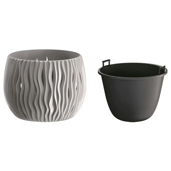 Горщик для квітів круглий Sandy Bowl з вкладишем 180 мм сірий 22981-405