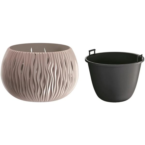 Горшок для цветов круглый Sandy Bowl с вкладышем, 370мм мокка 23148-7529