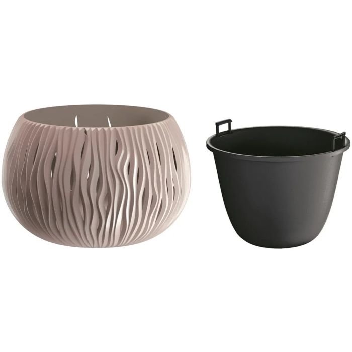 Горшок для цветов круглый Sandy Bowl с вкладышем, 370мм мокка 23148-7529