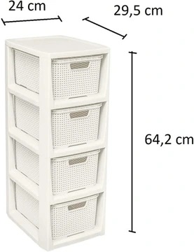 Комод на 4 шухляди RATTAN міні білий 1726