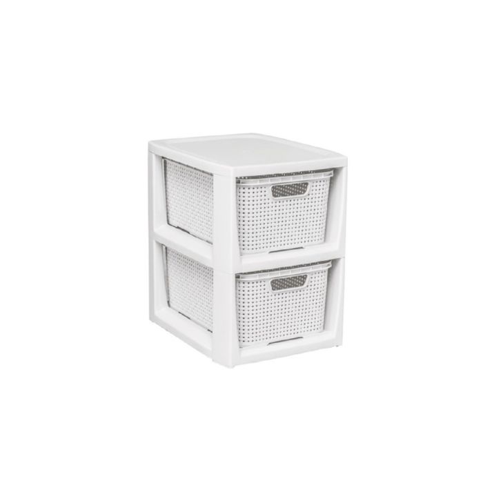 Комод на 2 шухляди RATTAN міні білий 1727