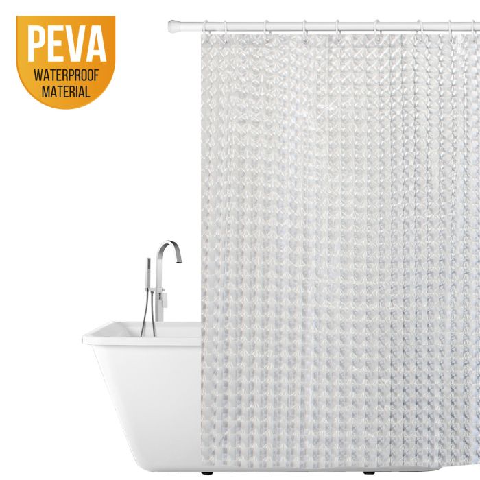 Шторка для душу Tatkraft Chrystal 3D ефект з кільцями 12 шт 180x180 см 18129