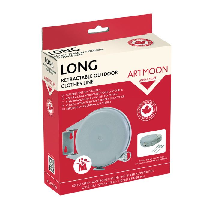 Сушилка для белья tatkraft artmoon long уличная настенная выдвижная 12м серая 699799