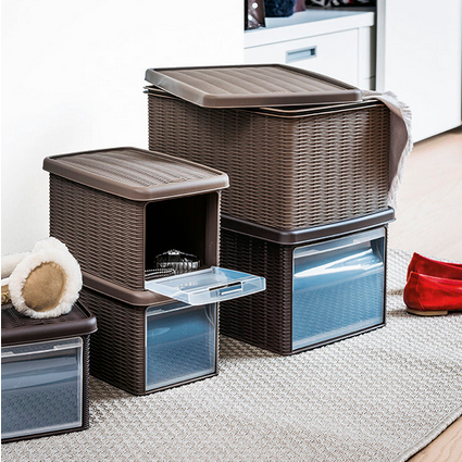 Ящик для хранения с крышкой и фронтальной дверцей Stefanplast ELEGANCE S темно-коричневая 30021