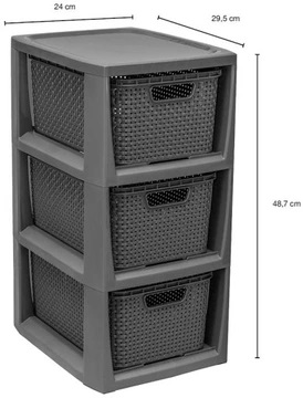 Комод на 3 ящики RATTAN міні антрацит 1725
