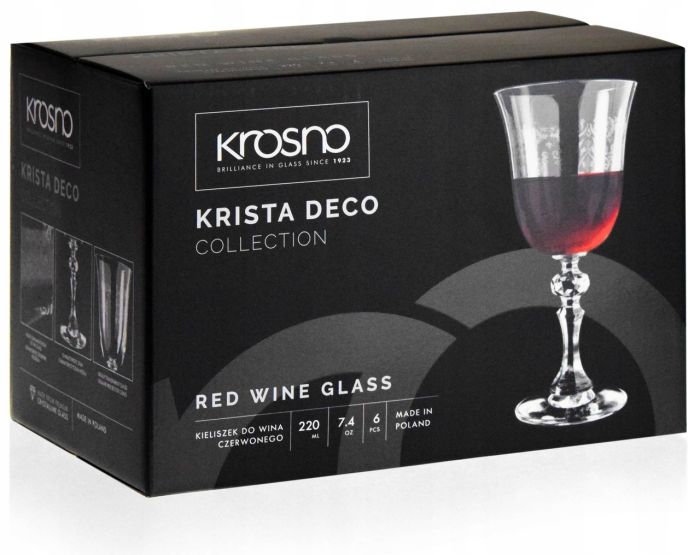 Набір келихів для червоного вина KRISTA DECO 220 мл, 6 шт. 788067