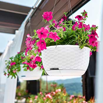 Горшок для цветов круглый подвесной с автополивом STEFANPLAST NATURAL