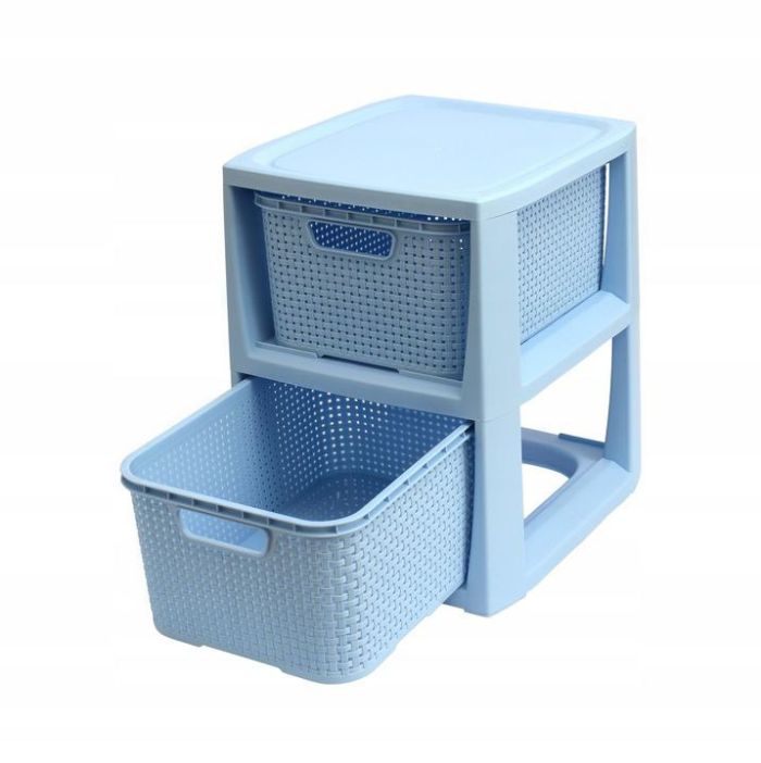 Комод на 2 шухляди RATTAN міні блакитний