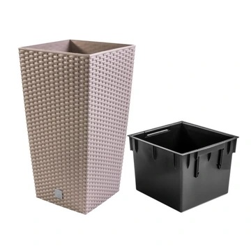 Горщик для квітів RATO 400мм квадратний високий із вкладишем "2"в"1" Мокка 77952-7529