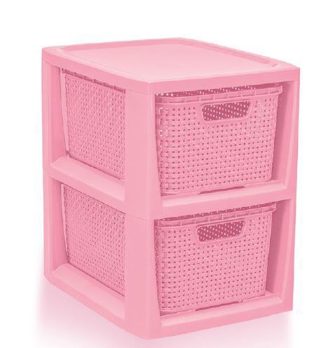 Комод на 2 шухляди RATTAN міні рожевий