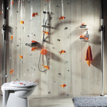 Шторка для ванной прозрачная виниловая Spirella GOLDFISH